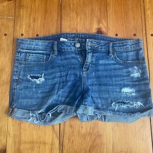 Aeropostale Dark Blue Ripped Jean Shorts